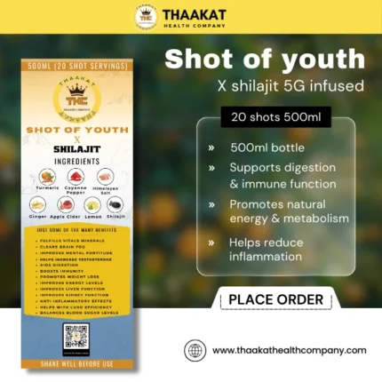 Shot of youth X shilajit 5G infused 20 shots 500ml